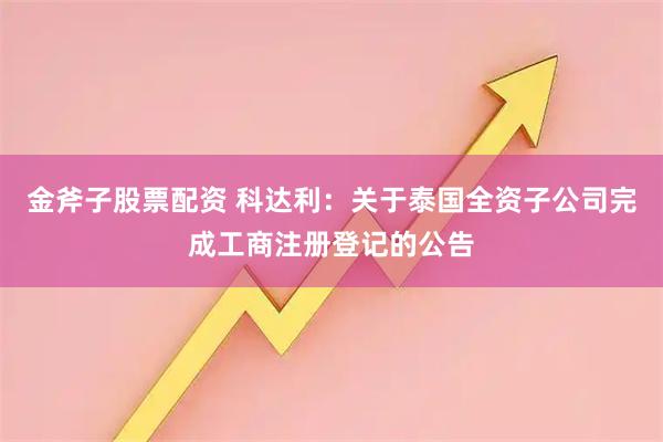 金斧子股票配资 科达利：关于泰国全资子公司完成工商注册登记的公告